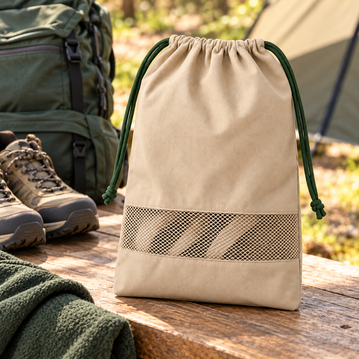 Drawstring Camp Shoe Bag — lifestyle view